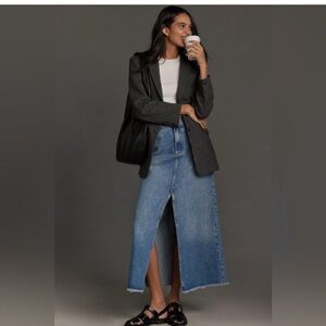 Anthropologie The Madi Front-Slit Denim Skirt by Pilcro